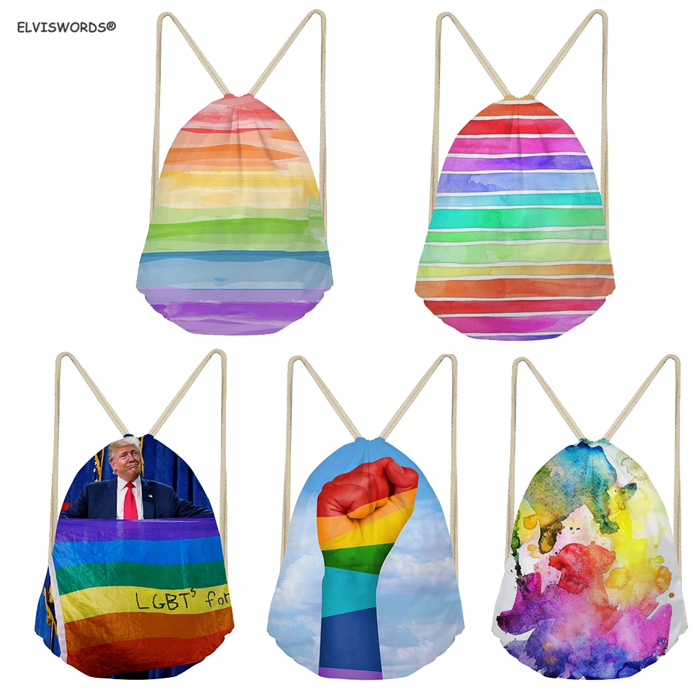 ELVISWORDS Trump Pride Printing Drawstring Bag LGBTs Customize Your Logo Backpacks Rainrow Design Shopping Bag Female Yoga Bags
ELVISWORDS Trump Pride Printing Drawstring Bag LGBTs Customize Your Logo Backpacks Rainrow Design Shopping Bag Female Yoga Bags