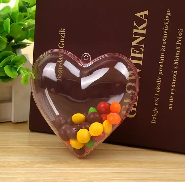 hot sale transparent heart plastic ball candy box for christmas