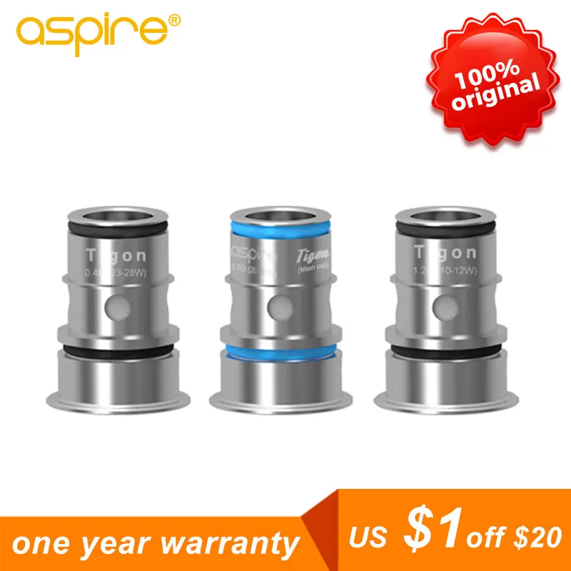 Aspire Tigon Replacement Atomizer 1.2/0.4ohm vape coil Fit Tigon electronic cigarettes vape pen kit 5pcs/pack
Aspire Tigon Replacement Atomizer 1.2/0.4ohm vape coil Fit Tigon electronic cigarettes vape pen kit 5pcs/pack