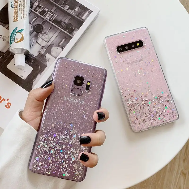 Блестящий Мягкий силиконовый чехол из ТПУ для Samsung Galaxy S8 S9 S10 S10e S20 Ultra Plus A01 A11 A51 A71