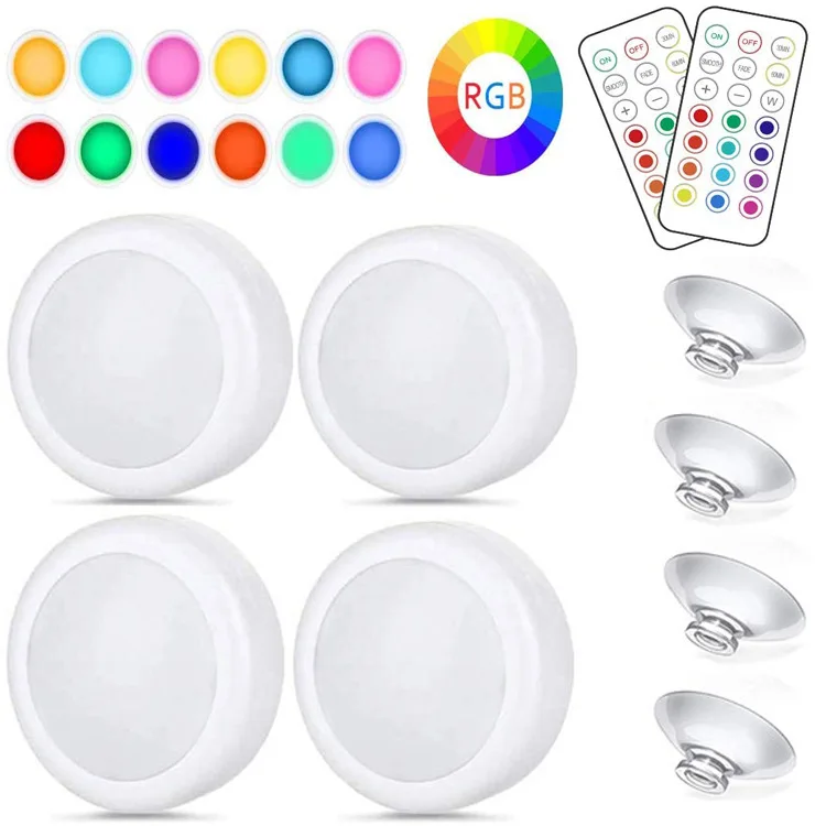 Remote Controller LED Night Light Dimmable RGB 12 Colors Led Under Cabinet Light LED Puck Light for For Kitchen Showcase Stair
Remote Controller LED Night Light Dimmable RGB 12 Colors Led Under Cabinet Light LED Puck Light for For Kitchen Showcase Stair