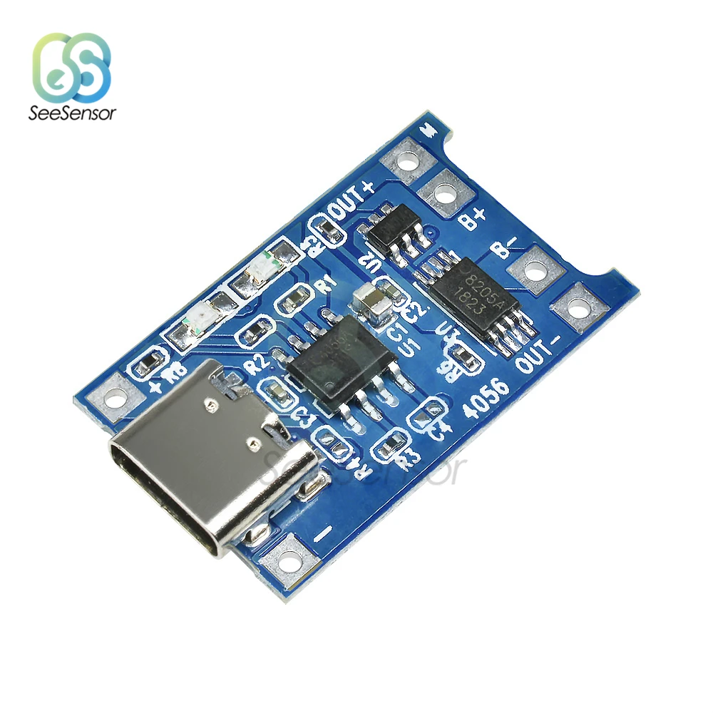 USB Type C 5V 1A 18650 TP4056 модуль зарядного устройства литиевой батареи зарядная плата с