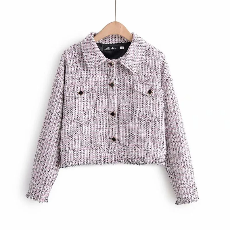 WT300 European Design Double Pockets Turn Down Collar Short Design Tweed Jacket Women's Chic Autumn Soft Twill Coat
WT300 European Design Double Pockets Turn Down Collar Short Design Tweed Jacket Women's Chic Autumn Soft Twill Coat
