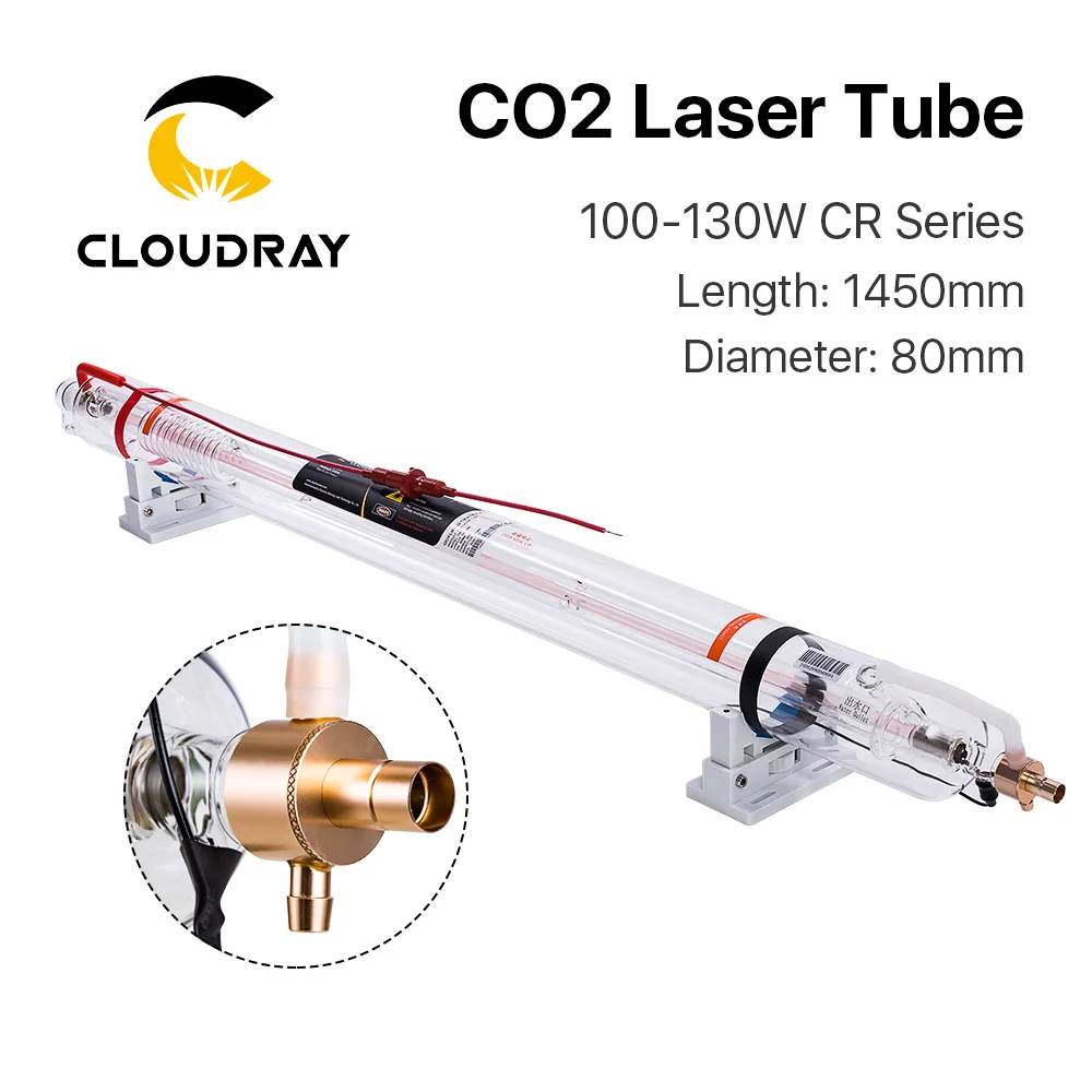 Cloudray CR Series CR100 100-130W CO2 лазерная трубка длина 1450 мм диаметр 80 модернизированная