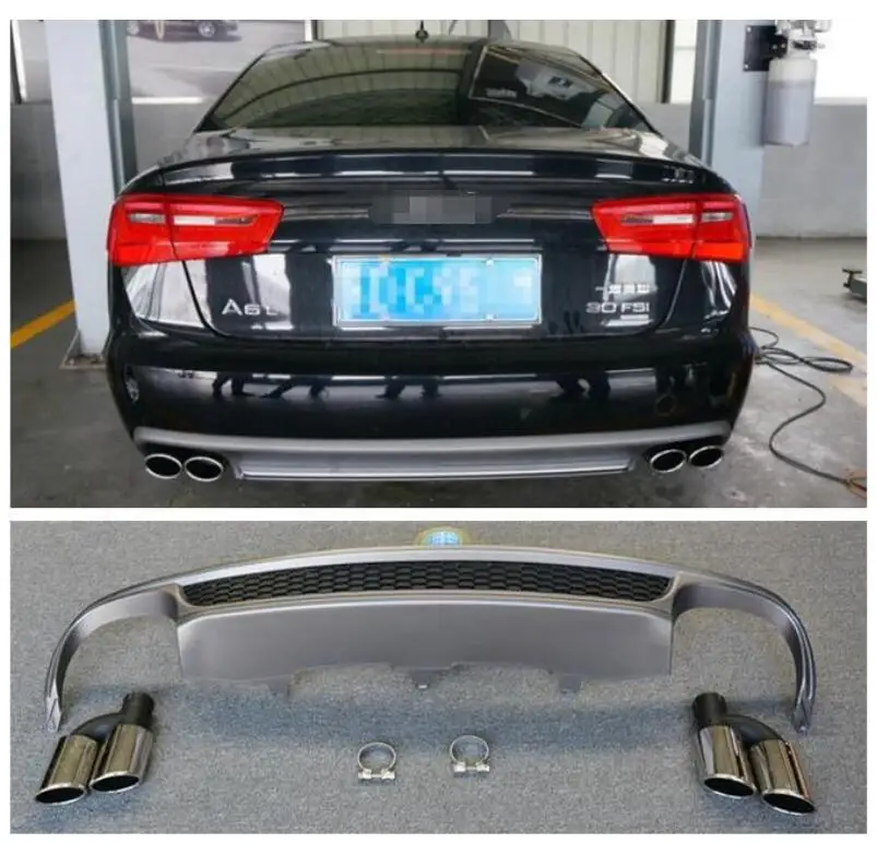 NEW ABS 4 Outlet PP Rear Bumper Diffuser with Exhaust Tips For Audi A6 S6 C7 2012 2013 2014 2015 2STYLE
NEW ABS 4 Outlet PP Rear Bumper Diffuser with Exhaust Tips For Audi A6 S6 C7 2012 2013 2014 2015 2STYLE