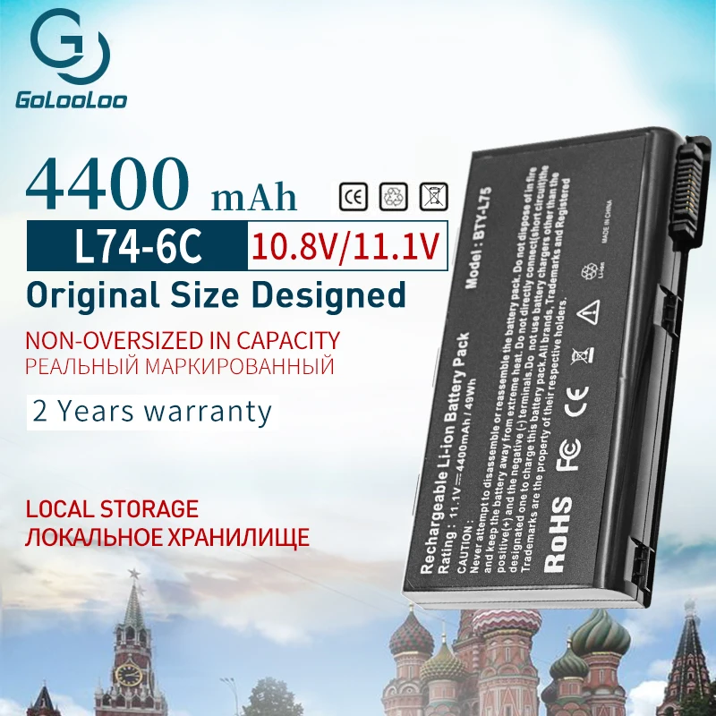 Аккумулятор Golooloo для ноутбука MSI 6 ячеек 4400 мАч CX500 CX500DX CX705X CX623 L74 L75 A7005 EX460 EX610 CX700