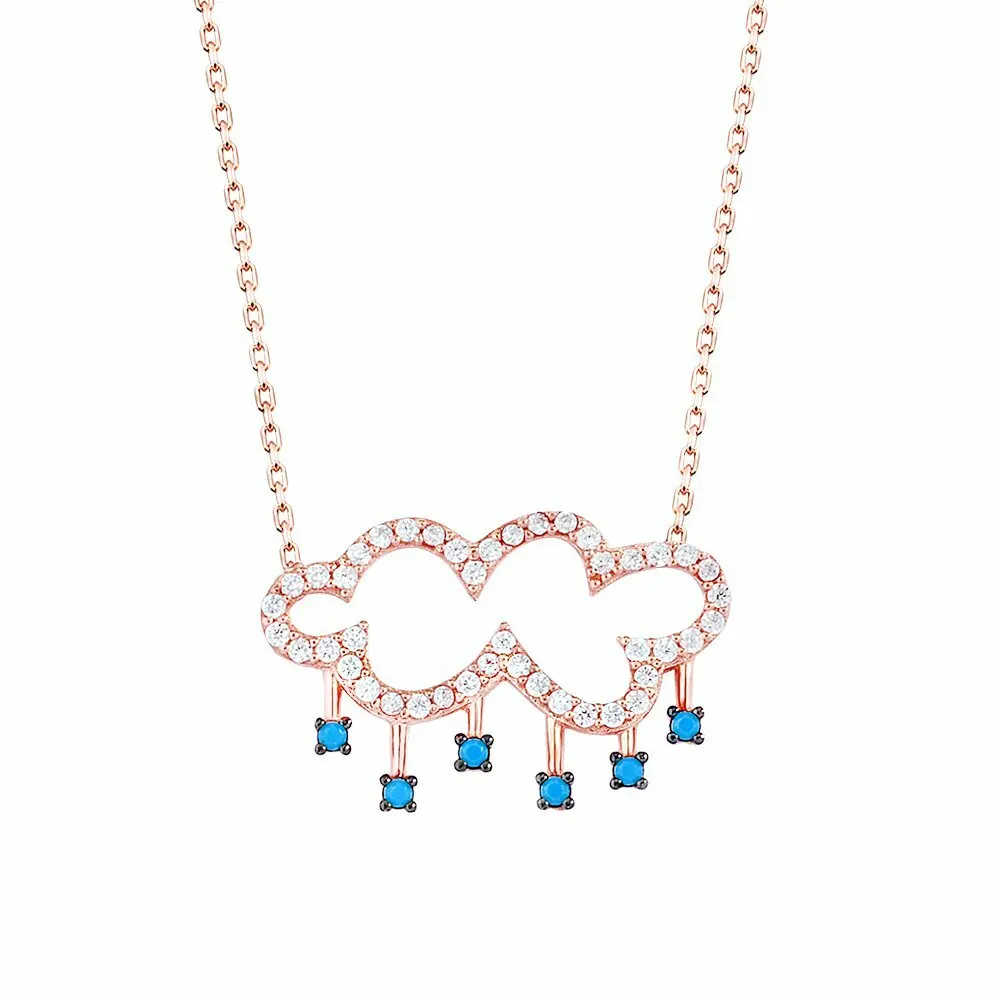 Tesbihane 925 пробы Серебряное ожерелье в виде облака дождя | Украшения и аксессуары