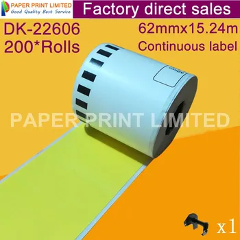 200 Refill Rolls Compatible DK-22606 Label Yellow Film Coated 62mm*15.24M Continuous Compatible for Brother Label Printer DK2606
200 Refill Rolls Compatible DK-22606 Label Yellow Film Coated 62mm*15.24M Continuous Compatible for Brother Label Printer DK2606