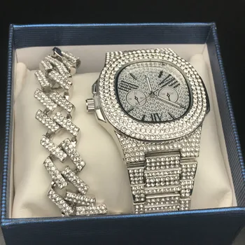 Luxury Men Gold Color Watch & Necklace Combo Set Ice Out Cuban Hip Hop Jewelry Stylish Pendant Necklace Chain Hip Hop For Men
Luxury Men Gold Color Watch & Necklace Combo Set Ice Out Cuban Hip Hop Jewelry Stylish Pendant Necklace Chain Hip Hop For Men