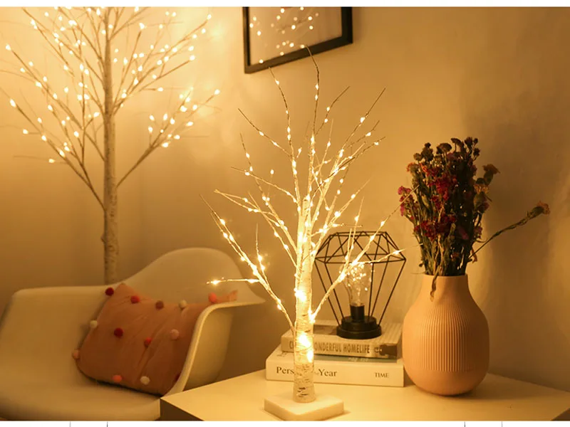 24LED Table-Lamp Maple/Ginkgo/ Christmas Fire Tree Night Light for Home Holiday Bedroom Indoor Kids Bar Decor Fairy Light