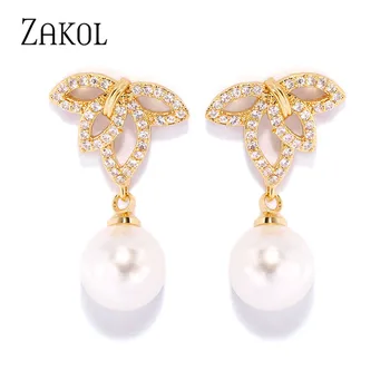 ZAKOL ZAKOL Fashion Pearl Jewelry for Women White Gold Color Leave Shape CZ Drop Earrings Wedding Party Boucle D'oreille Femme
ZAKOL ZAKOL Fashion Pearl Jewelry for Women White Gold Color Leave Shape CZ Drop Earrings Wedding Party Boucle D'oreille Femme