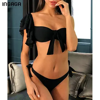 INGAGA One Shoulder Bikinis Solid Ruffle Swimwear Women Sexy Thong Biquini Mujer 2020 New Bow Swimsuit Summer Female Bathers
INGAGA One Shoulder Bikinis Solid Ruffle Swimwear Women Sexy Thong Biquini Mujer 2020 New Bow Swimsuit Summer Female Bathers