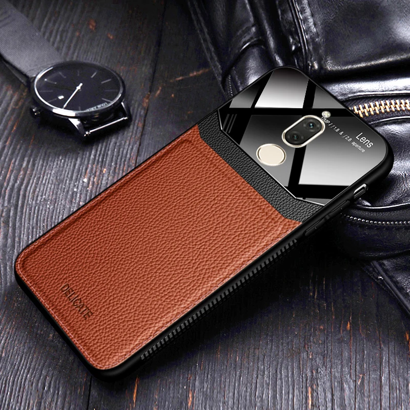 Чехол чехол для HuaWei Mate 10 Mate10 на кожаном зеркальном стекле силиконовый
