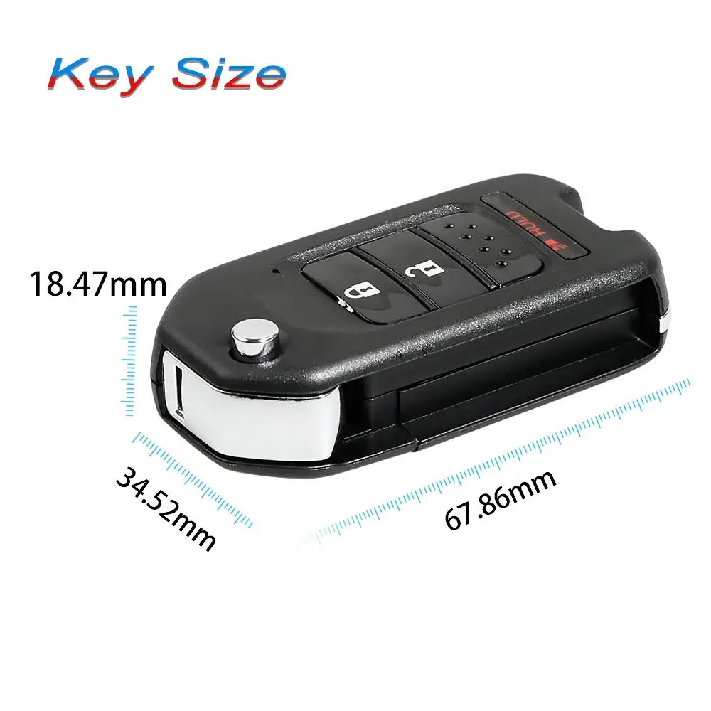 Xhorse XKHO02EN Wire Remote Key For Honda Flip 2+1 Buttons English Version 5pcslot (1)