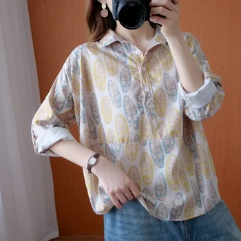 Spring Autumn Women Print Loose Blouse And Shirts Long Sleeve Oversize Blusas Elegante Work Wear Art Style
Spring Autumn Women Print Loose Blouse And Shirts Long Sleeve Oversize Blusas Elegante Work Wear Art Style