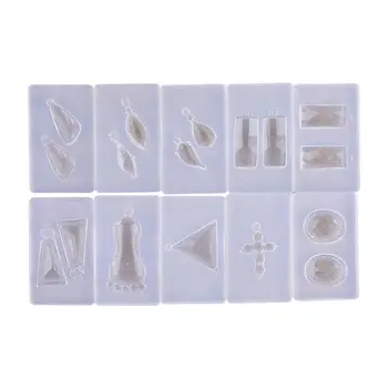 10 Pcs/set UV Crystal Epoxy Mould Hollow Love Heart Five Star DIY Handmade Earrings Pendant High Translucent Mold