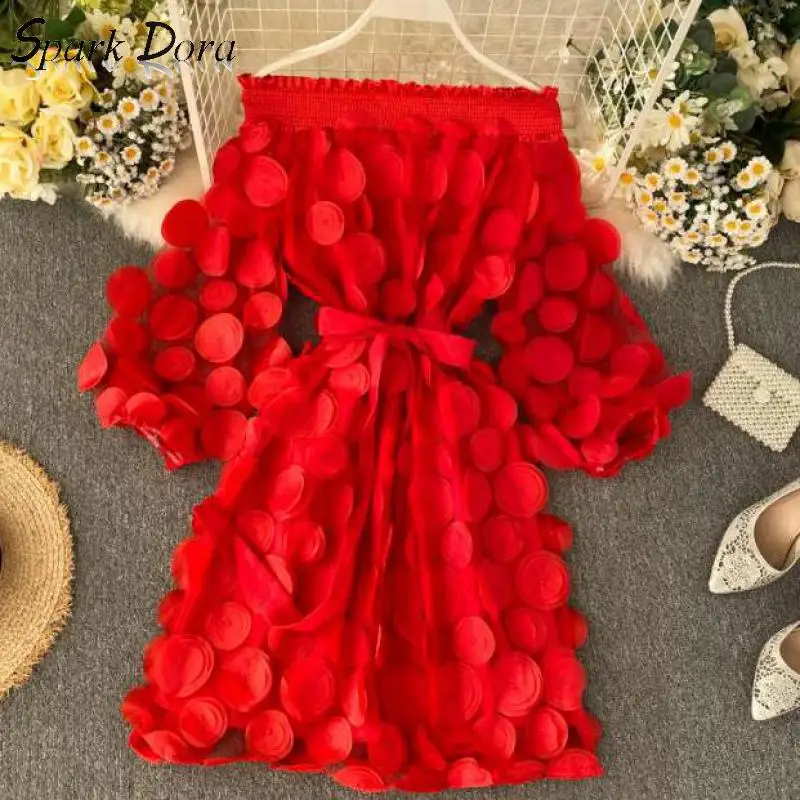 Spring Elegant Dress Fashion Dimensional Three Quarter Bubble Sleeve Flower Closing Waist Slash Neck Vestidos Lace Bandage Dress
Spring Elegant Dress Fashion Dimensional Three Quarter Bubble Sleeve Flower Closing Waist Slash Neck Vestidos Lace Bandage Dress