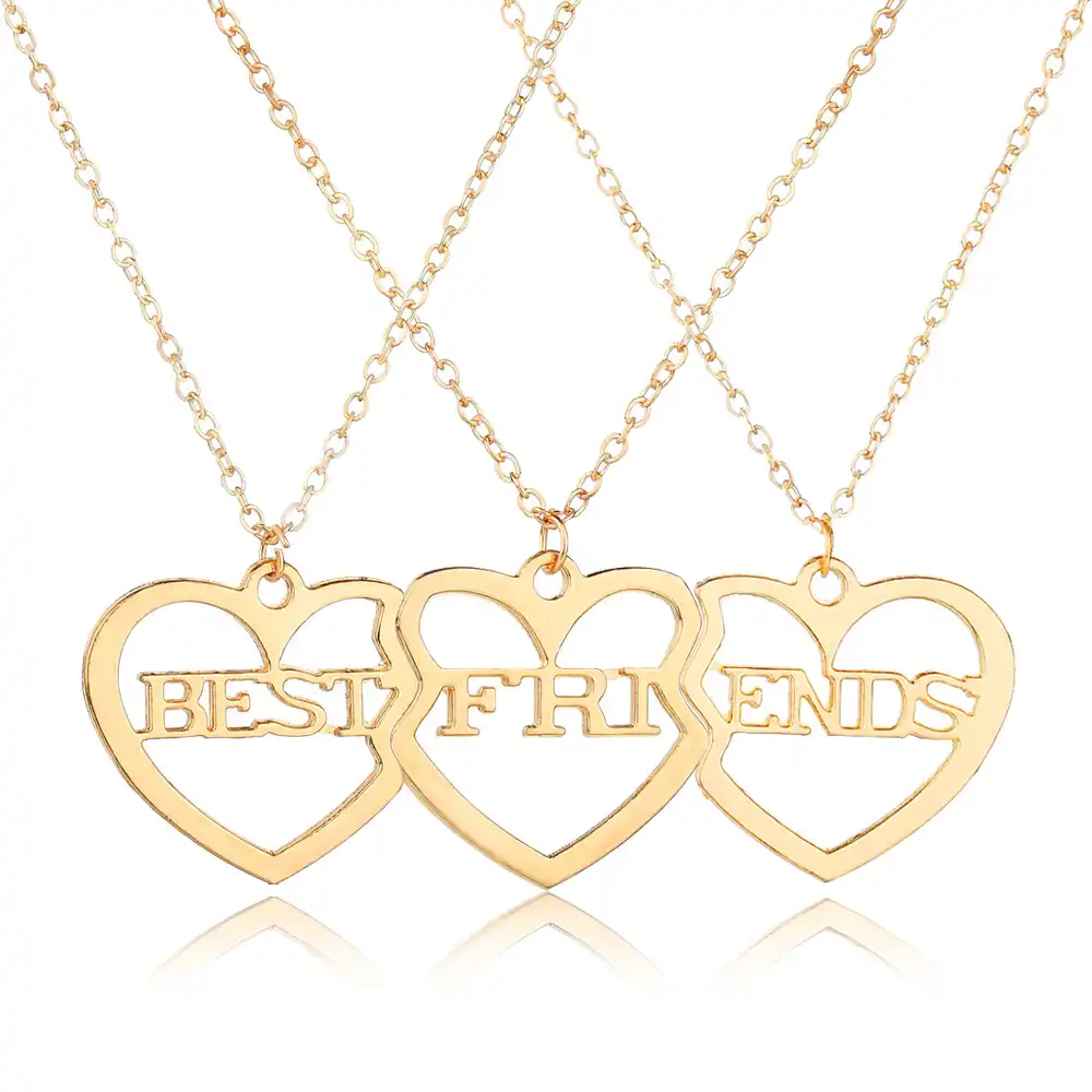 heart engrave best friend forever necklace pendant friendship