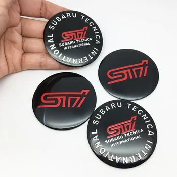 Car styling 4pcs 56mm STI logo Car Wheel Center Hub Caps sticker for SUBARU LEGACY Forester Outback Rally WRX WRC XV Impreza