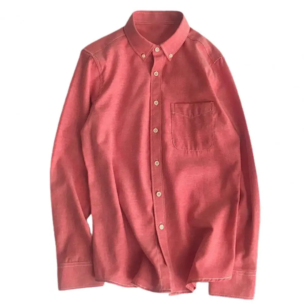 Men Shirt Solid Color Turn-down Collar Single-breasted Casual Spring T-shirt for Daily Wear
Men Shirt Solid Color Turn-down Collar Single-breasted Casual Spring T-shirt for Daily Wear