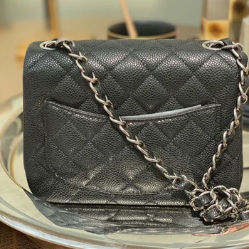 

2020 luxury single shoulder diagonal straddle small square Bag Mini CF flap bag WOC Lingge chain caviar leather leather luxury l