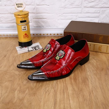 Red Genuine Leather Casual Men Shoes Fashion Loafers Embroidery Metal Pointed Toe Shoes Men's Leisure Party Shoes Size 37-46
Red Genuine Leather Casual Men Shoes Fashion Loafers Embroidery Metal Pointed Toe Shoes Men's Leisure Party Shoes Size 37-46