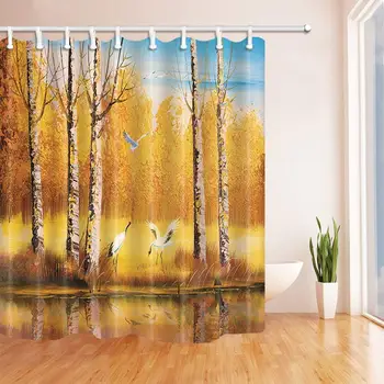 Watercolor Painting Lake Decor Crane in The Autumn Forest Shower Curtain Resistant Polyester Fabric Bathroom Decorations Bath
Watercolor Painting Lake Decor Crane in The Autumn Forest Shower Curtain Resistant Polyester Fabric Bathroom Decorations Bath