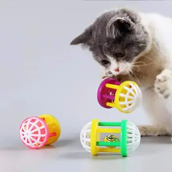 Plastic Cat Toy with Dumbbell Jingle Cute Pet Dog Cat Training Sound Toy Small Pet Scratching Toy
