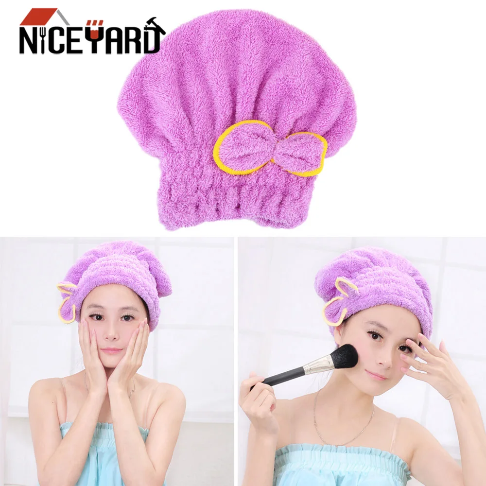 

NICEYARD 5 Colors Quickly Dry Hair Hat Bathroom Hats Microfiber Bath Accessories Wrapped Towels