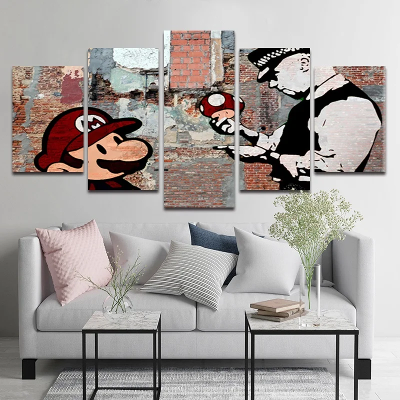 

Anime Characters Canvas Art Painting Vintage Wall Posters Living Room Home Decoration Hd Prints Frameless Five-Piece Photos