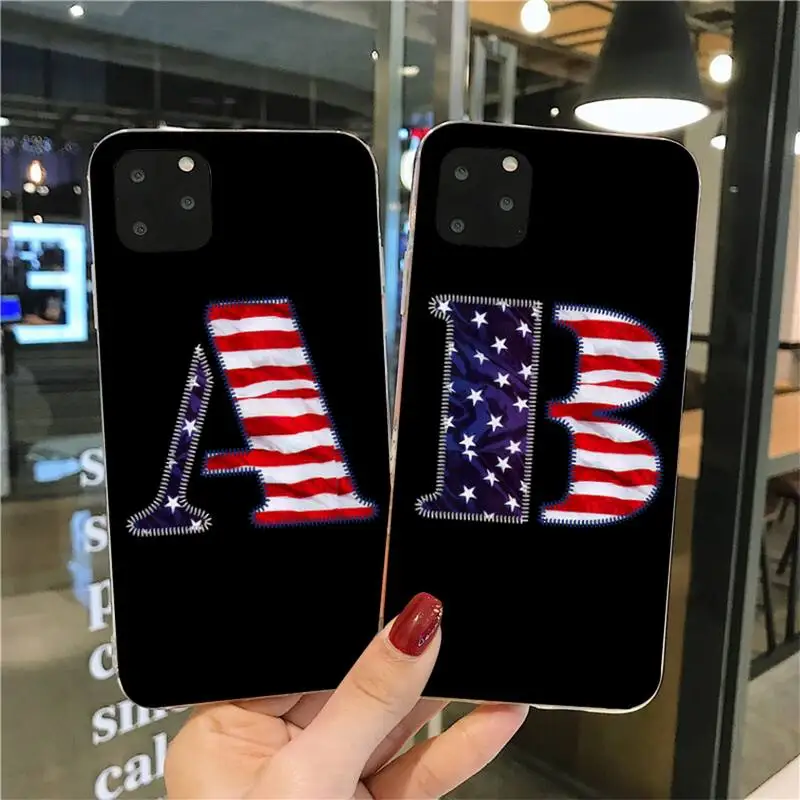 26 букв флага США черный мягкий чехол для телефона iPhone 11 pro XS MAX 8 7 6 6S Plus X 5S SE 2020