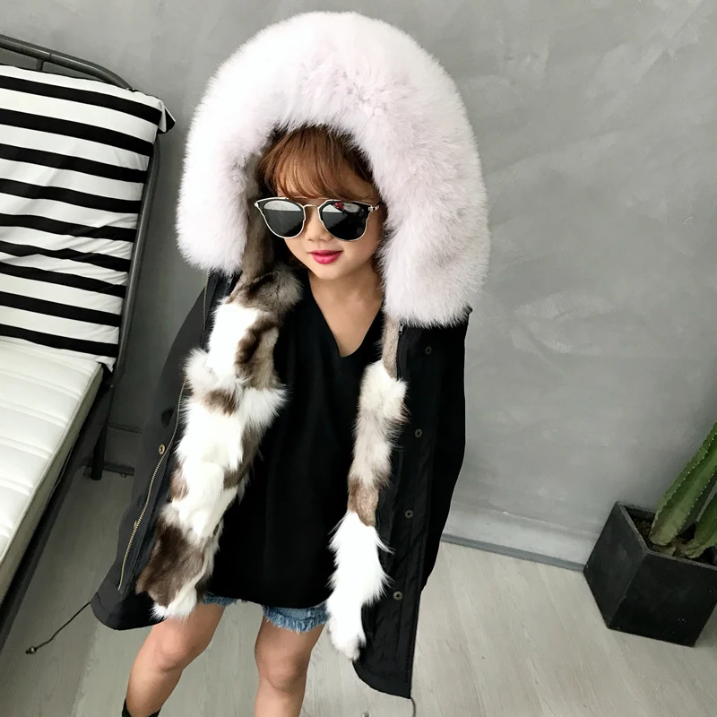 kids parkas natural fox fur child coats for winter (1)