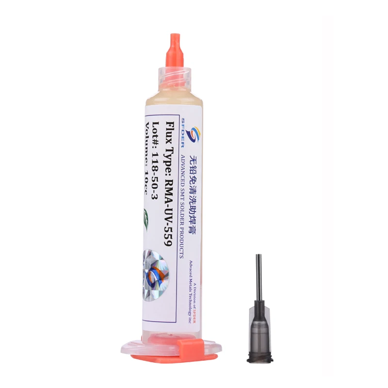 

RMA-UV-559 No-Clean Solder Paste Flux Lead-Free 10ML Syringe Welding Advanced Oil Grease for PCB SMT BGA Repair Tool