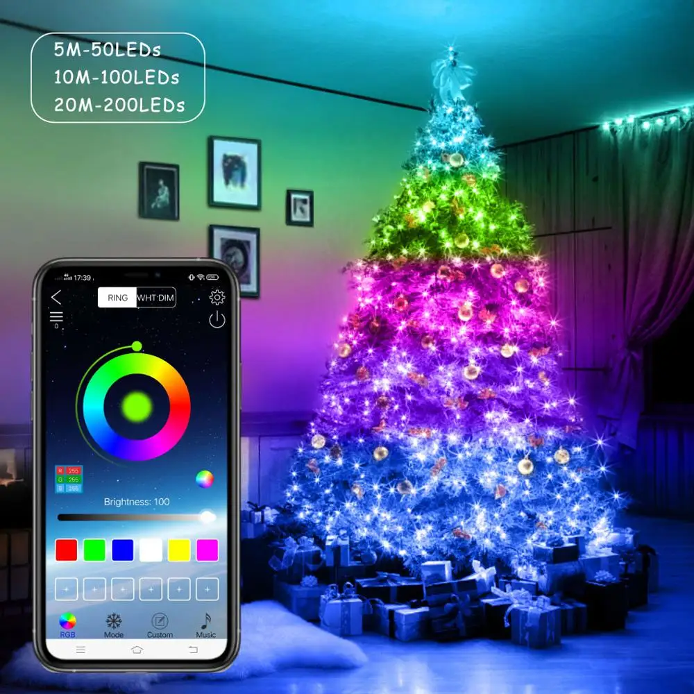 USB LED String Light Bluetooth App Control Copper Wire String Lamp Waterproof Outdoor Fairy Lights for Christmas Tree Decoration
USB LED String Light Bluetooth App Control Copper Wire String Lamp Waterproof Outdoor Fairy Lights for Christmas Tree Decoration