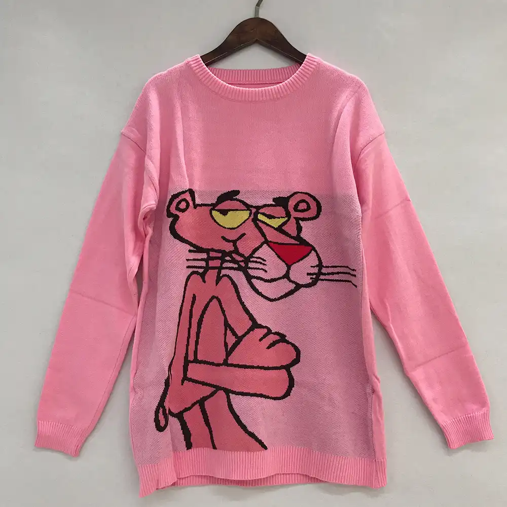 新韓国ピンクパンサーの女性は漫画ヒョウルースセータープルオーバー秋冬ファッションガーフィールド女の子服トップス Gooum