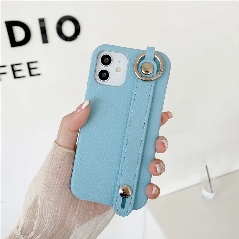 Luxury Leather iPhone Case with wrist strap & holder