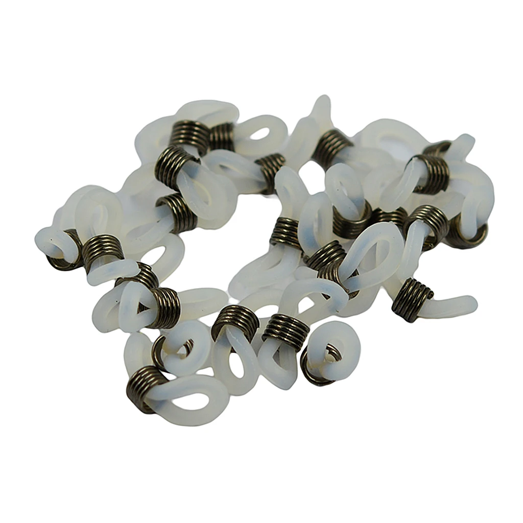 25pcs Silver Metal Coil Chain Eyeglass Cream Rubber End Loop Strap Holder 25pcs Silver Metal Coil Chain Eyeglass Cream Rubber End Loop Strap Holder