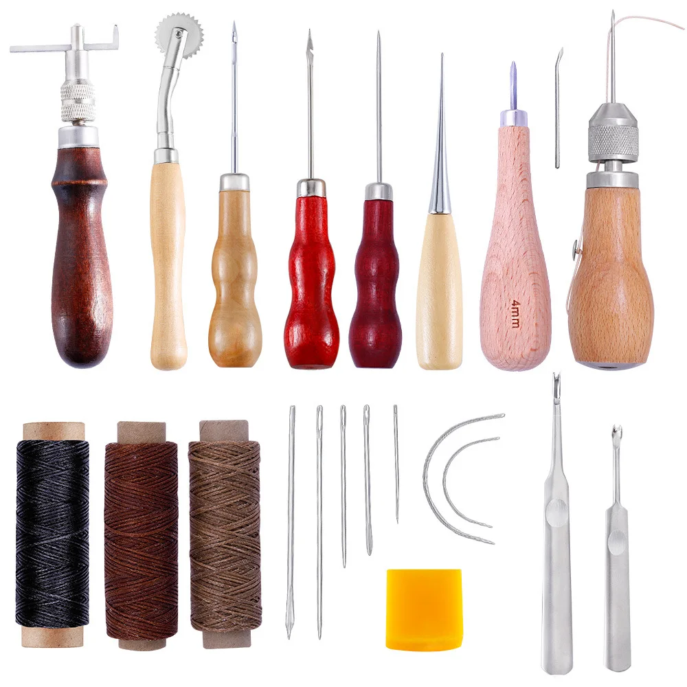Leather Craft Punch Tools Kit Stitching Working Sewing Saddle Groover 50m Waxed Thread Cord Drilling Awl Thimble Leather Repair
Leather Craft Punch Tools Kit Stitching Working Sewing Saddle Groover 50m Waxed Thread Cord Drilling Awl Thimble Leather Repair