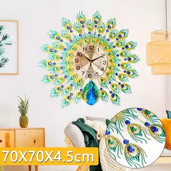 70x70cm DIY 3D Large Peacock Wall Clock Metal Crystal Diamond Clocks Watch Ornaments Home Living Room Decoration Crafts Gift
70x70cm DIY 3D Large Peacock Wall Clock Metal Crystal Diamond Clocks Watch Ornaments Home Living Room Decoration Crafts Gift