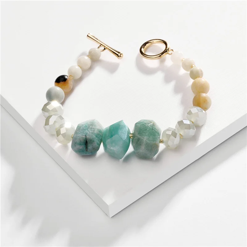 Natural Amazonite Stone String Bracelet Faceted Stone Beads Strand Open Bracelet for Women Girls Fashion Jewelry
Natural Amazonite Stone String Bracelet Faceted Stone Beads Strand Open Bracelet for Women Girls Fashion Jewelry
