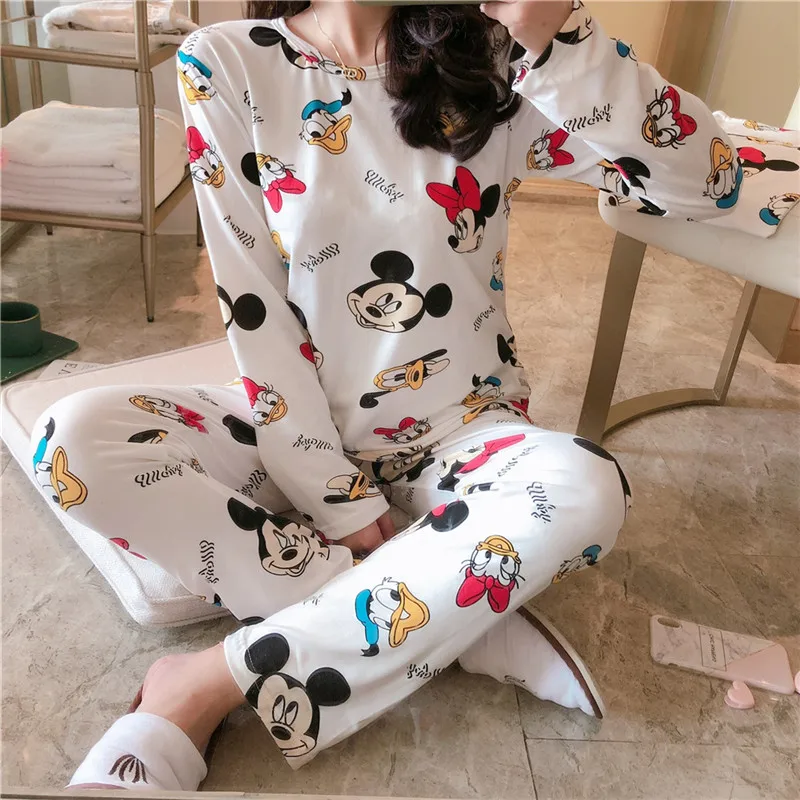 Mickey Duck Anime Pajamas Sets Long Sleeve Sleepwear Suit Cartoon Home Women Pajamas Nightwear Warm Spring and Autumn
Mickey Duck Anime Pajamas Sets Long Sleeve Sleepwear Suit Cartoon Home Women Pajamas Nightwear Warm Spring and Autumn
