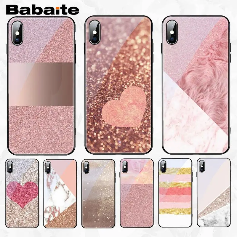Babaite Gold Pink rose Glitter Silicone Phone Cover Tempered Glass cases for iPhone 8 7 6 6S Plus XR X XS MAX Coque Shell
Babaite Gold Pink rose Glitter Silicone Phone Cover Tempered Glass cases for iPhone 8 7 6 6S Plus XR X XS MAX Coque Shell