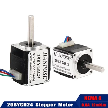 for mini cnc 3D printer Nema8 Stepper motor 24mm 12mN.m 0.8A 1.8 degrees 20BYGH24 step motor
for mini cnc 3D printer Nema8 Stepper motor 24mm 12mN.m 0.8A 1.8 degrees 20BYGH24 step motor