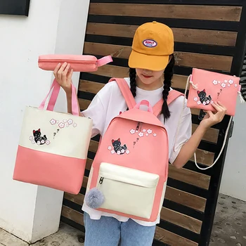 4PCS/set Women Backpacks Cartoon Canvas School Bags Cute Animal Print Teenage School Bag Student Book Bag Women
4PCS/set Women Backpacks Cartoon Canvas School Bags Cute Animal Print Teenage School Bag Student Book Bag Women
