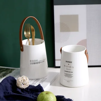 Nordic Leather Handle Ceramic Tableware Barrel Creative Simple Restaurant Kitchen Decoration Storage Organizer Containers
Nordic Leather Handle Ceramic Tableware Barrel Creative Simple Restaurant Kitchen Decoration Storage Organizer Containers