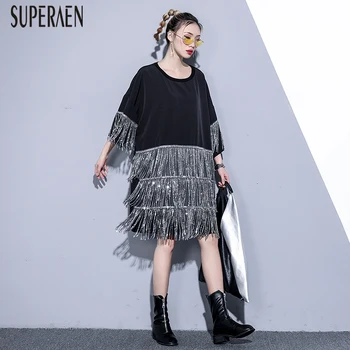 SuperAen Europe Women Dress 2020 New Spring Europe Pluz Size Ladies Dress Round Collar Sequin Fashion Women Clothing
SuperAen Europe Women Dress 2020 New Spring Europe Pluz Size Ladies Dress Round Collar Sequin Fashion Women Clothing