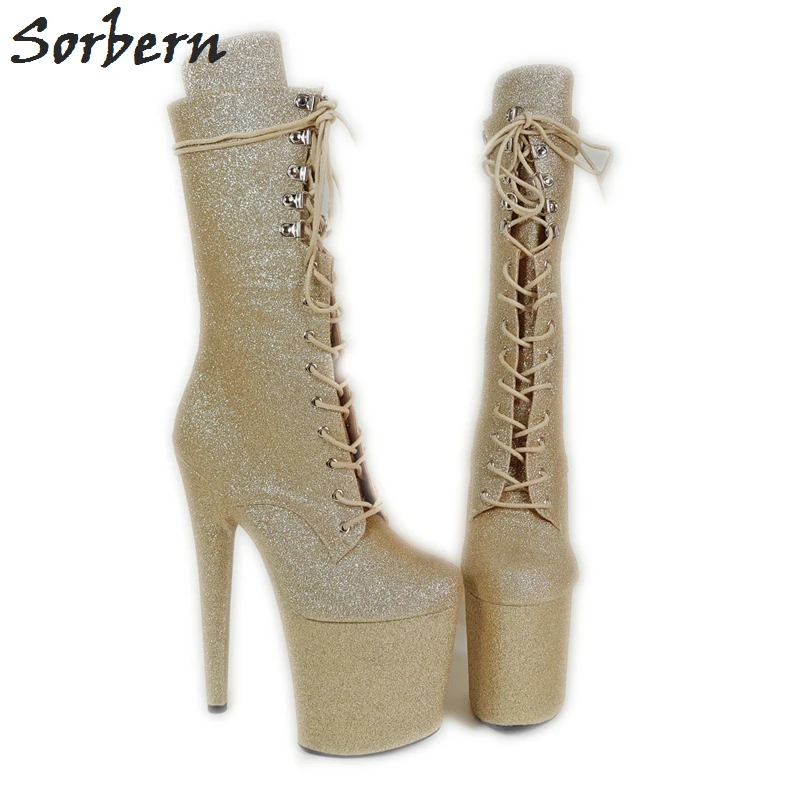 Sorbern Gold Glitter Unisex Pole Dance Boots 8 Inch Heels Chunky Platform Boots Custom Multi Color Autumn Boots Plus Size 45
Sorbern Gold Glitter Unisex Pole Dance Boots 8 Inch Heels Chunky Platform Boots Custom Multi Color Autumn Boots Plus Size 45