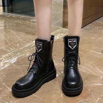 Rimocy 2020 Women's Solid Color Patent Leather Motorcycle Boots Fashion Chunky Platform Ankle Botas Woman Lace-up Booties Mujer
Rimocy 2020 Women's Solid Color Patent Leather Motorcycle Boots Fashion Chunky Platform Ankle Botas Woman Lace-up Booties Mujer