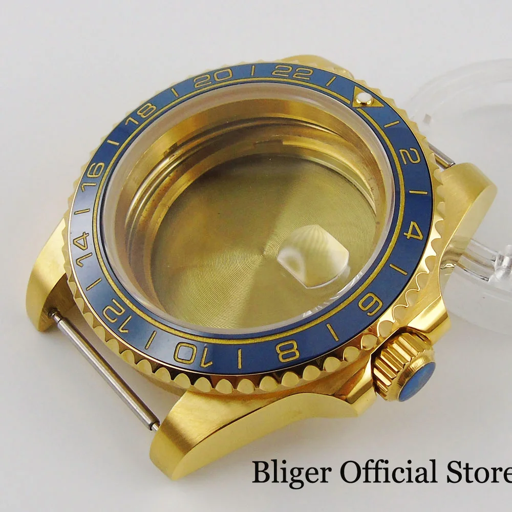 

Fit MIYOTA 8215 ETA 2836 DG 2813 MINGZHU 3804 Movement Gold Coated 40mm Watch Case Sapphire Glass Ceramic Bezel