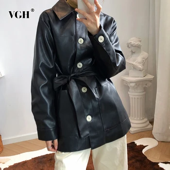 VGH PU Leather Lace Up Women's Jacket Lapel Collar Long Sleeve High Waist Sashes Large Size Coat Female 2020 Autumn New Clothes
VGH PU Leather Lace Up Women's Jacket Lapel Collar Long Sleeve High Waist Sashes Large Size Coat Female 2020 Autumn New Clothes